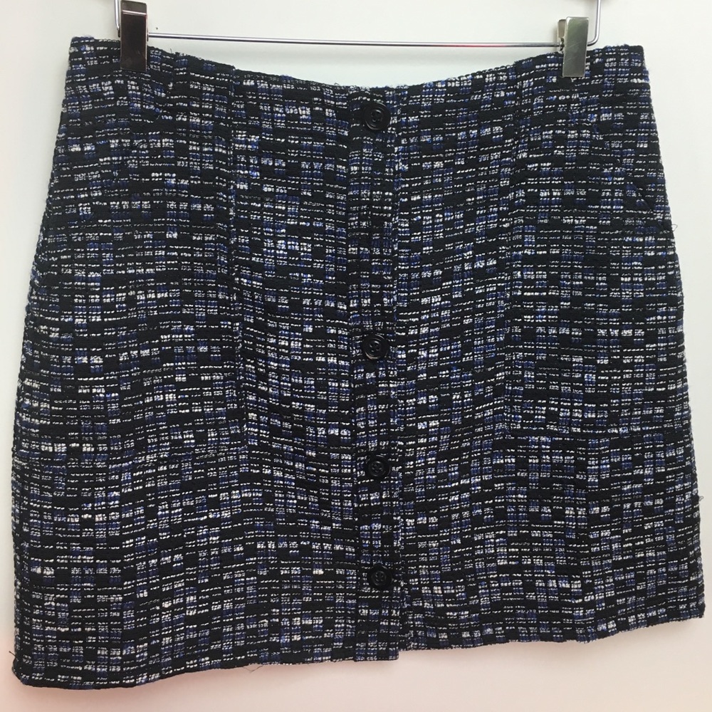 BANANA REPUBLIC blue tweed sparkle mini skirt SZ 6